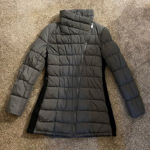 Lightly Used Women’s Calvin Klein Grey Asymmetrical Puffer Coat Size Medium